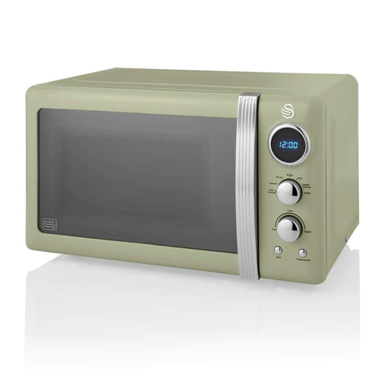 (Green) Swan Retro Digital LED 20L Microwave 800W Freestanding Countertop Five Power Levels