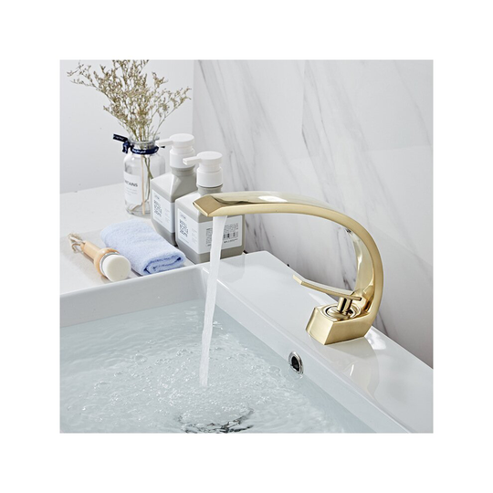 (Brushed Gold) Chrome Orange Basin Faucets Modern Bathroom Mixer Tap Brass Washbasin Faucet Single Handle Single Hole Elegant Crane Tap