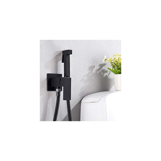 Onyzpily Bidet tap Black Sprayer Wall Mounted Brass Toilet Kit Brass Spray Copper Valve Set Jet Bidet Faucet Bathroom Bidet Shower Cold and Hot B