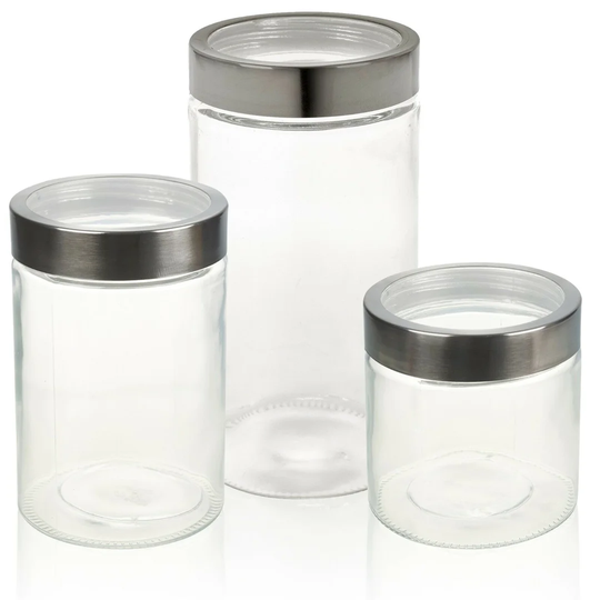 2X Clear Container With Metal Lid One Of Each
