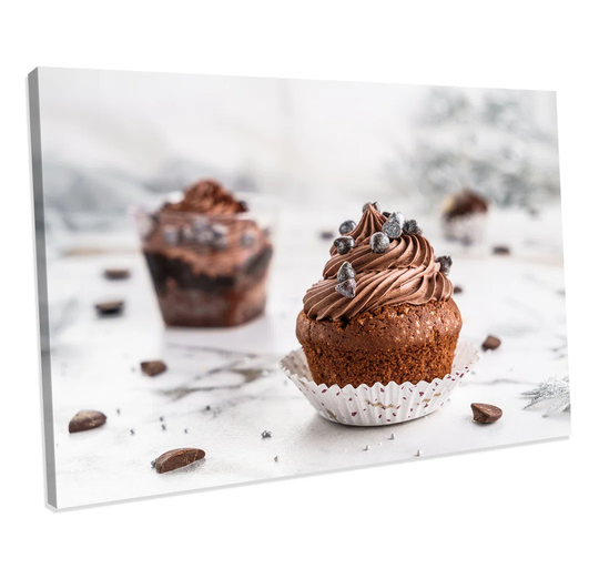 Chocolate Cream Cupcake Food Kitchen Canvas Wall Art Picture Print