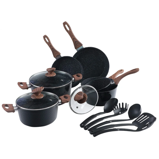 Belfry Kitchen Sherrill 15 Pieces Aluminium Non Stick Cookware Set