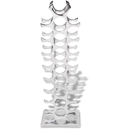 Wine Rack Stand Holder Floor Standing Aluminium Silver For 27 Bottles