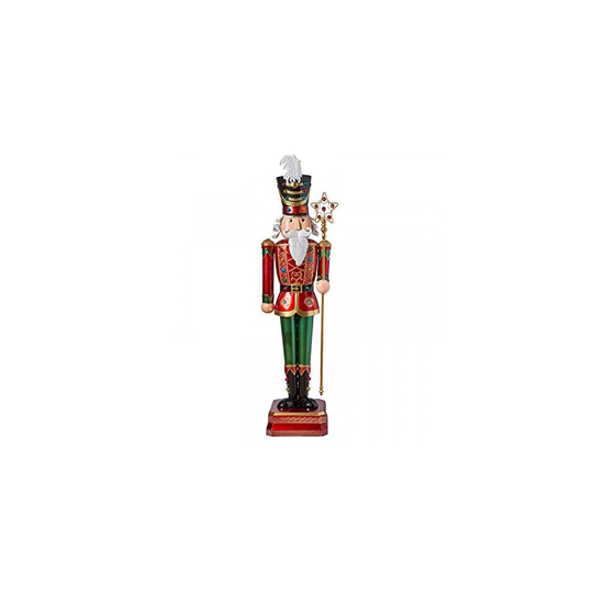 Deluxe Large Red & Green119cm Standing Metal Light Up Nutcracker Xmas