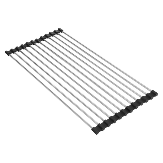 Steel Dish Drainer Over Sink Roll-Up Dish Drying Rack Draining Mat UK