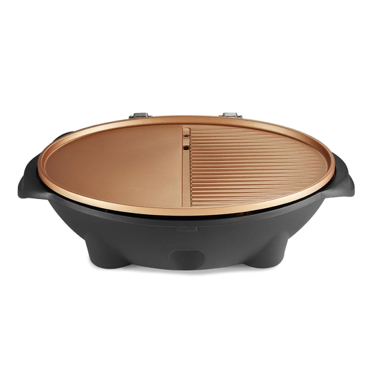 Tower T14039COP Electric Health Indoor and Outdoor BBQ with Cerasure Non-Stick Copper Coating Plate and Thermometer, Black