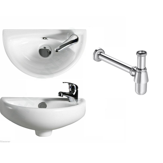 STANDARD CHROME BRASS ROUND BOTTLE TRAP & TAP & WASTE BATHROOM BASIN SINK 1 1/4"