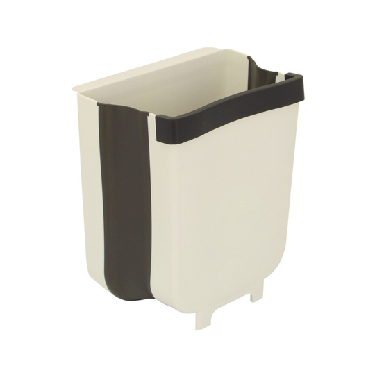 (Beige) Wall Mounted Folding Hanging Waste Bin Kitchen