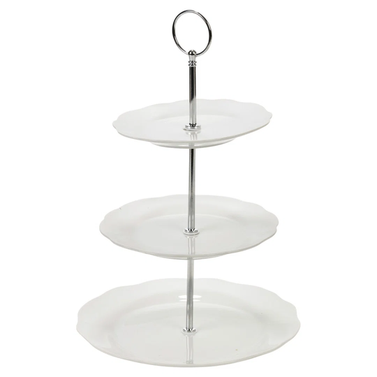 3 Tier Flower/Wave Ceramic Tiered Stand