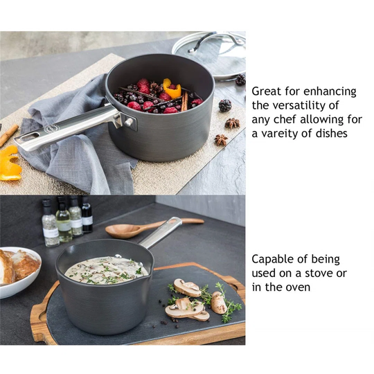 Belfry Kitchen Sharpe 8 Pieces Hard-Anodised Aluminium Non Stick Cookware Set