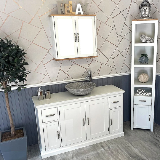 Aquino Solid Beech 1230mm Free-standing Single Vanity Unit