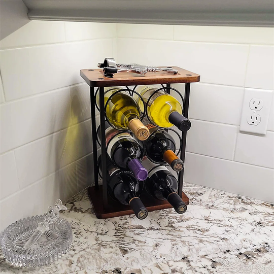 Congerville 6 Bottle Tabletop Wine Bottle Rack in Black