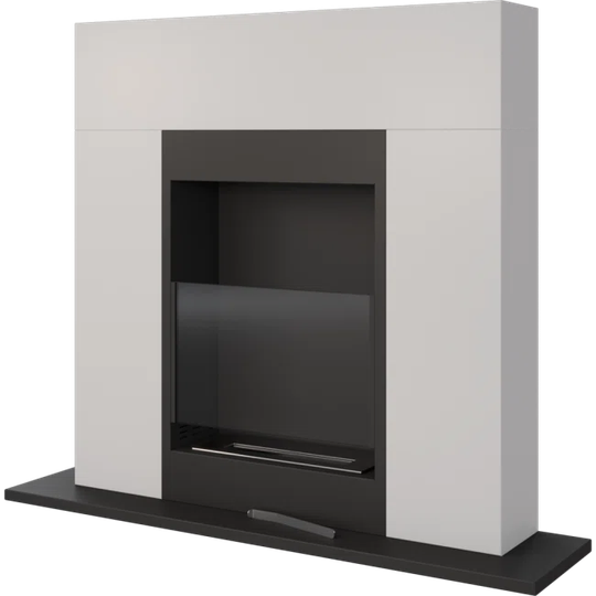 Free Standing Ethanol Fireplace Whiskey 2 White with Glazing