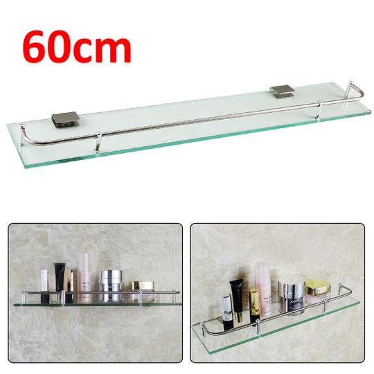 Glass Bathroom Shower Shelf Storage Rack Wall Mounted Caddy Holder