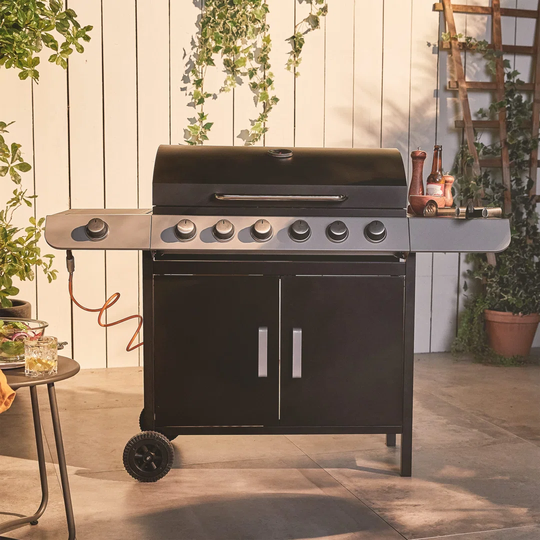 Vonhaus 6 - Burner Free Standing Natural Gas 9500 BTU Gas Grill with Side Burner and Cabinet