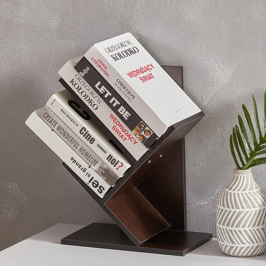 (Black Walnut, 3 Tier) Tree Bookshelf Wood Display Shelf Organiser Storage Rack Freestanding
