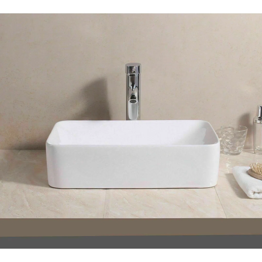 Lineberger White Ceramic Rectangular Bathroom Sink with Faucet and Overflow