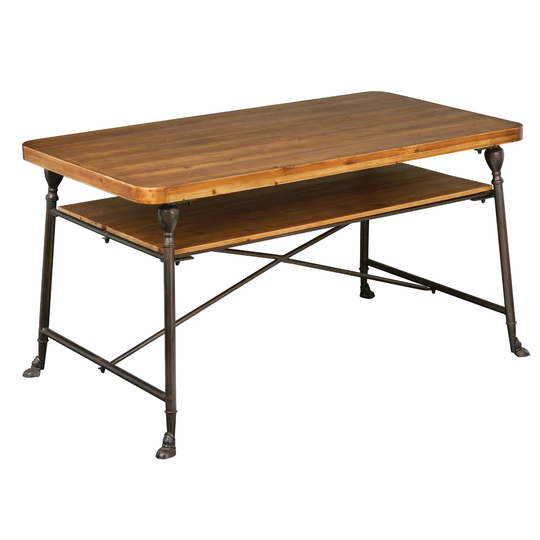 Yvonne Fir Wood and Metal Dining Table