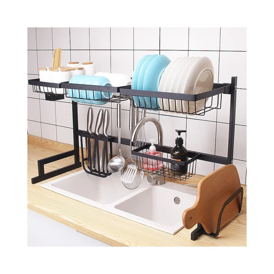 Neo Over Sink Kitchen Shelf Organiser Dish Drainer Drying Rack Utensils Holder - 85Cm