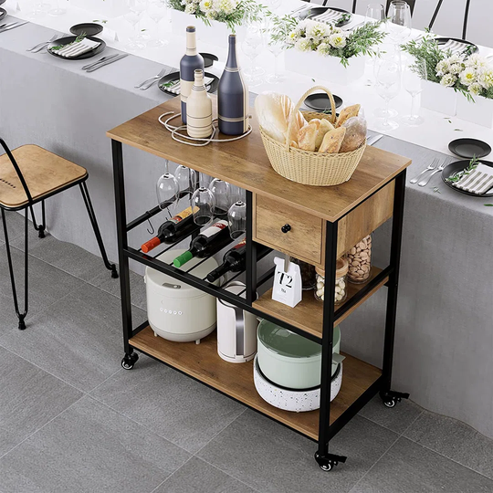 Renuka 6 Bottle Floor Wine Bottle & Glass Rack in Brown