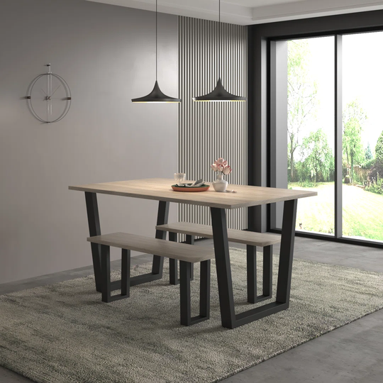 Dudley 1.5M Dining Table Set With 2 Benches