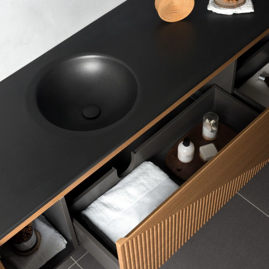 164.4Cm Wall Mounted Single Bathroom Vanity Base Only in Melamine Walnut Light