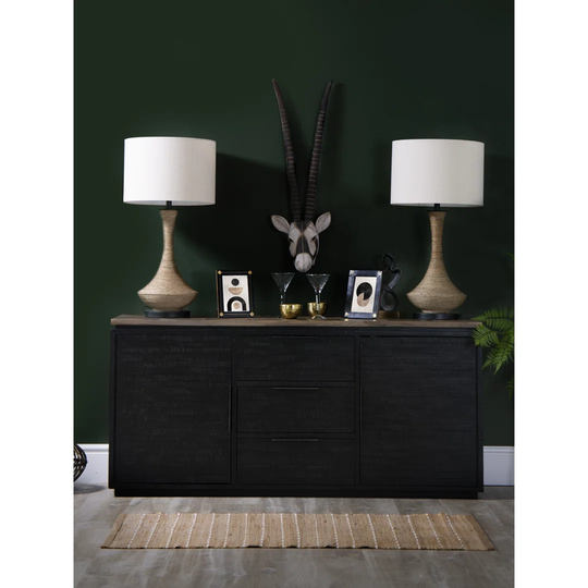 Vaught 160Cm Wide 3 Drawer Acacia Solid Wood Sideboard