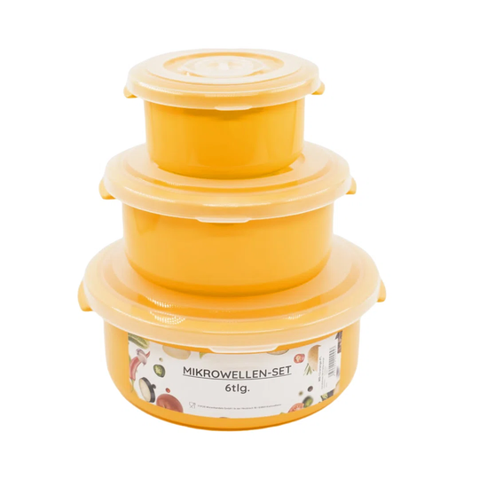 Belfry Kitchen | Mikrowellenschüssel Set 6-Tlg. | Rund | Orange | Mit Entlüftung | Mikrowellengeschirr | Mikrowellendose | Microwave | Meal Prep | Kun