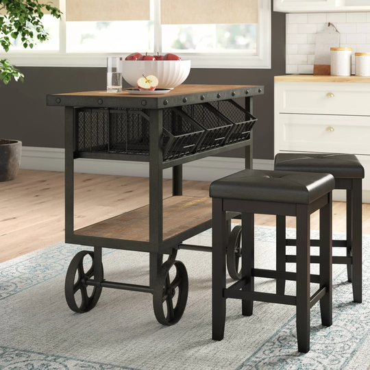 Jai 3 Metal Basket Kitchen Island