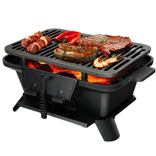 Charcoal Grill Portable Cast Iron Barbecue Grill