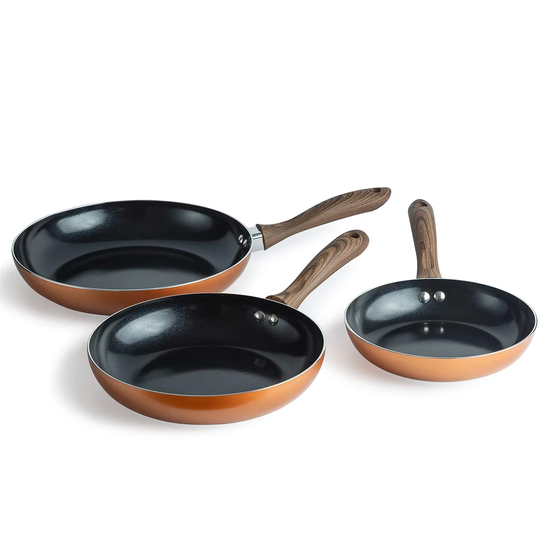 Coated Stainless-Steel 3 Piece Non-Stick Frying Pan Set
