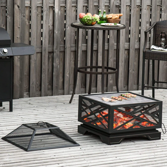 66Cm H x 66Cm W Wood Burning Outdoor Fire Pit with Lid