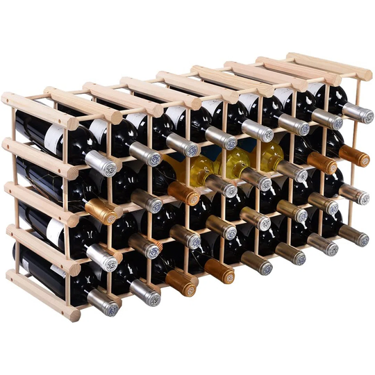 Harpriya 40 Bottle Floor Wine Bottle & Glass Rack in Natural