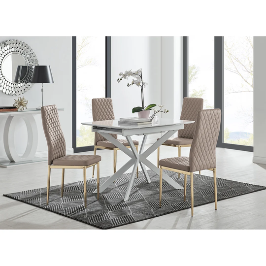 Chowchilla 100 Extending Dining Table And 4 Cappuccino Chairs