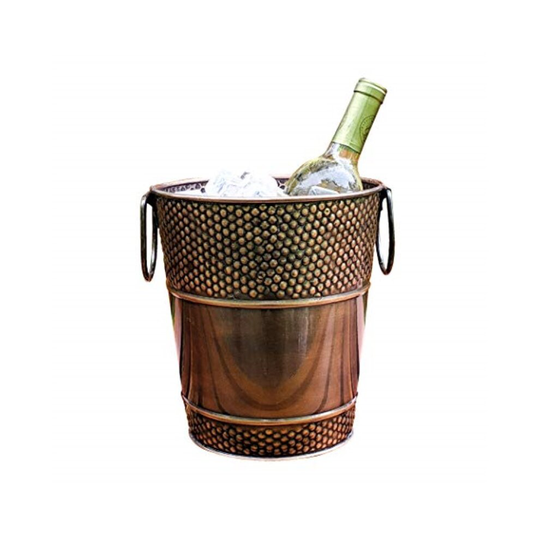 BREKX Berkshire Copper Finish Galvanized Wine Bucket, Rust-Resistant and Leak-Proof Ice and Drink Holder with Handles, 5 Quarts