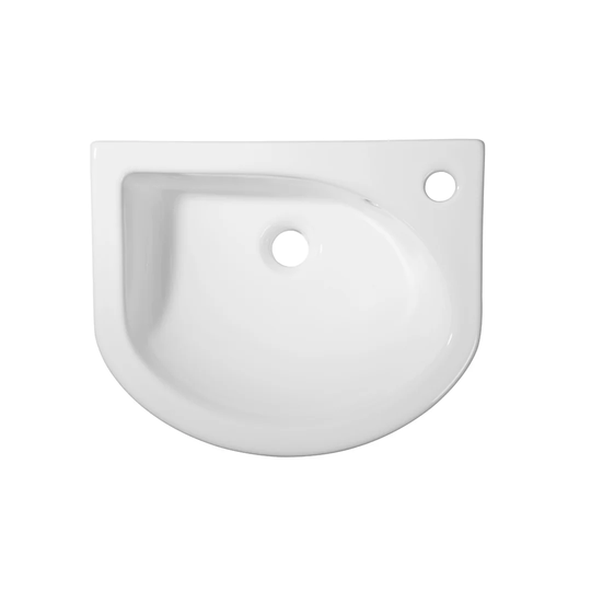 White Ceramic U-Shaped Bathroom Sink with Overflow