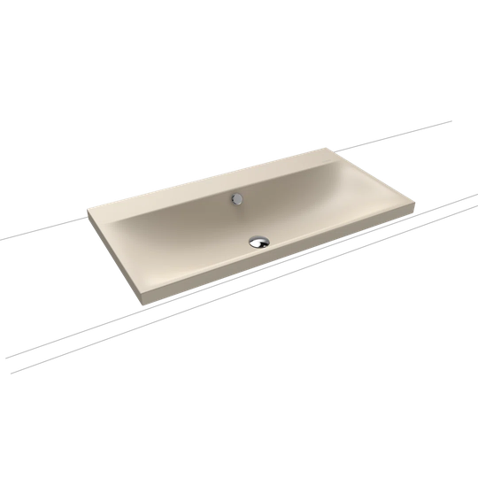 Silenio Warm Beige Steel Enamel Rectangular Inset Bathroom Sink