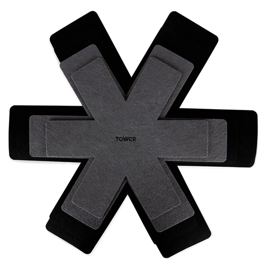 Tower T800229 Set of 4 Anti-Scratch Felt Pan Protectors with Heat Resistance, Black and Grey