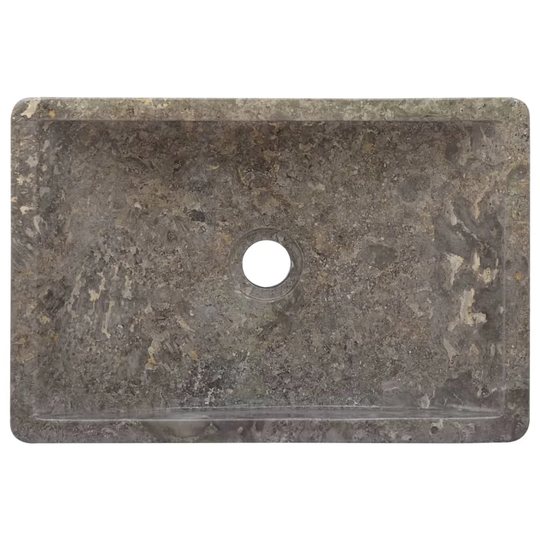 Traver Grey Marble Handmade Rectangular Bathroom Sink