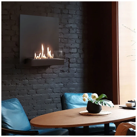 Wall-Mounted Ethanol Fireplace Plank Black with Glazing