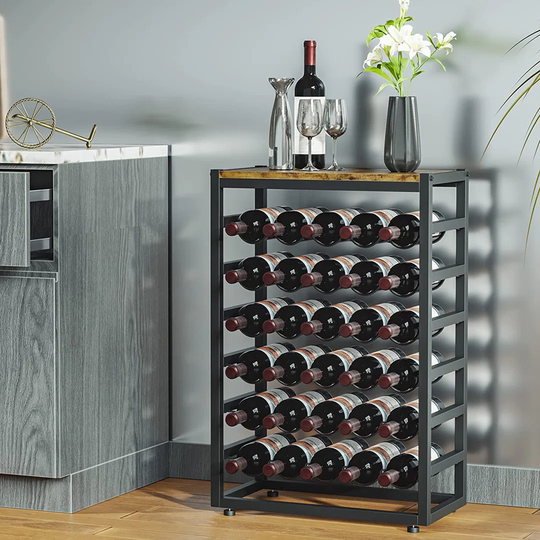 Anachristina 30 Bottle Floor Wine Bottle Rack in Brown/Black