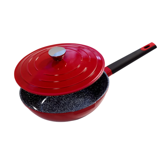 Shine 28cm Non-Stick Aluminium Wok with Lid