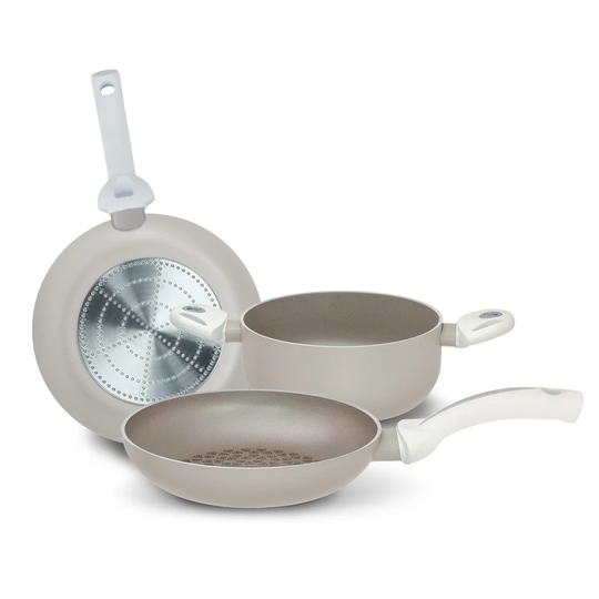 White Diamond 3 Piece Aluminium Non Stick Cookware Set