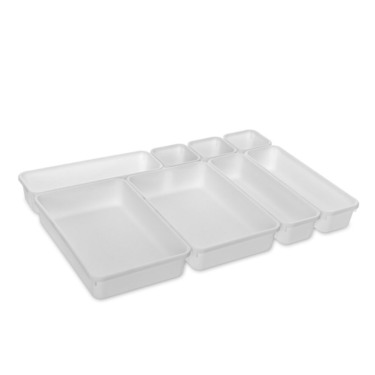 (White) LIVIVO 8pc Drawer Dividers Partition Storage Kitchen Bedroom Organiser Separators Table