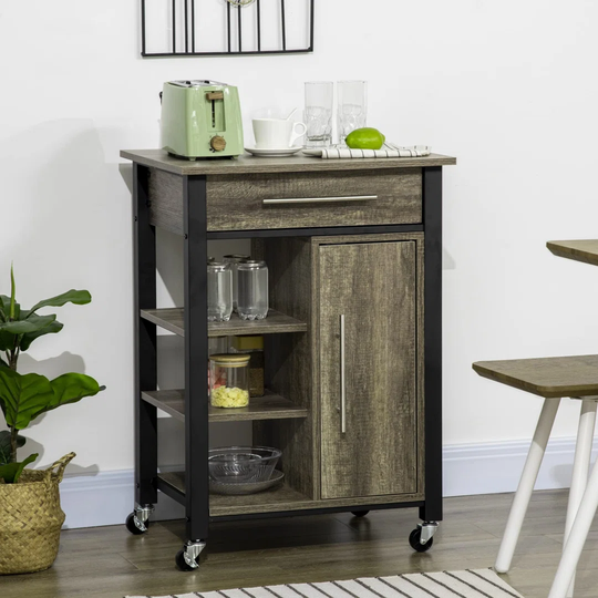 Santabarbara 60Cm Wide Rolling Kitchen Trolley