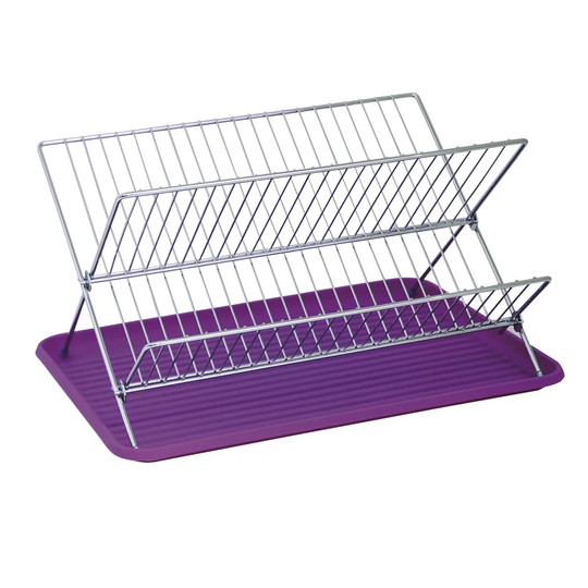 Folding Dish Rack with Plastic Tray