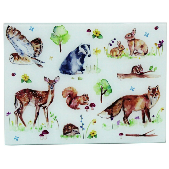 Leonardo Collection Bright Wildlife Worktop Saver Tempered Glass Chopping Board