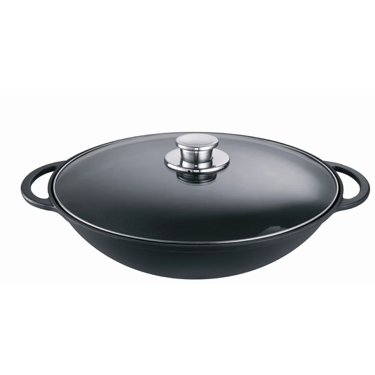 Rustika 36cm Cast Iron Wok with Lid