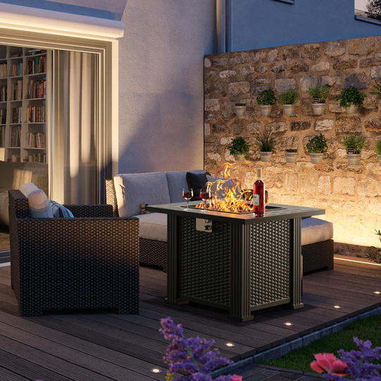 Newton 61Cm H x 71Cm W Iron Propane Outdoor Fire Pit Table with Lid