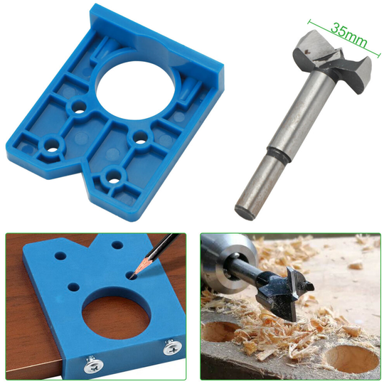 ABS Concealed Hinge Hole Jig For Kitchen Cabinet Doors Drill Bit Tool